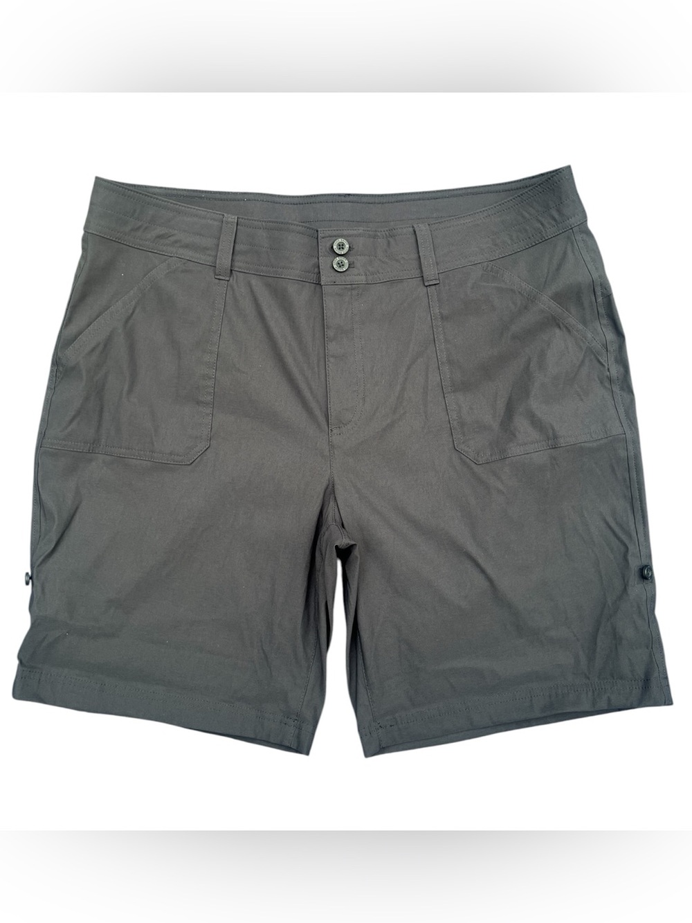 EDDIE BAUER Convertible Roll Hem Bermuda Shorts Women’s 16 Black Hiking Travel